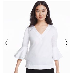 NEW White Poplin Bell Sleeve Top
